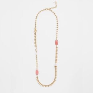NWT ‘Chico's’ Single Strand Morrocan Pink Quartz Necklace 
38”-42”